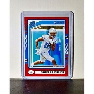 Cornelius Johnson 2024 Panini Donruss NFL #377 Rated Rookie Press Proof Chargers